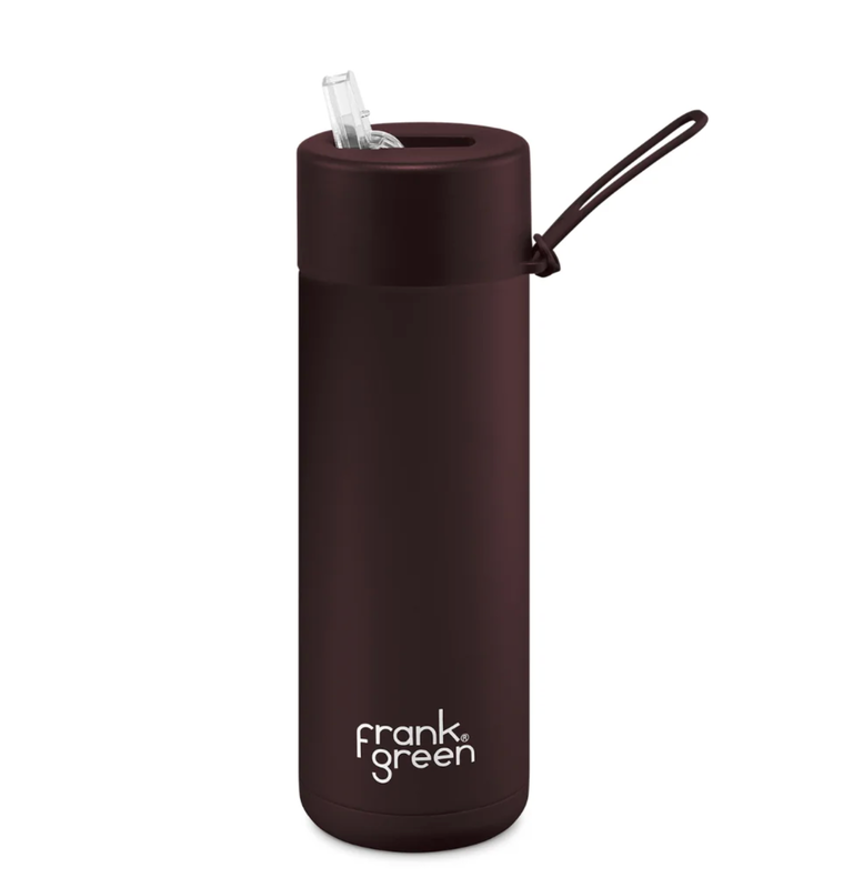 Frank Green Ceramic Reusable Bottle Straw lid Chocolate