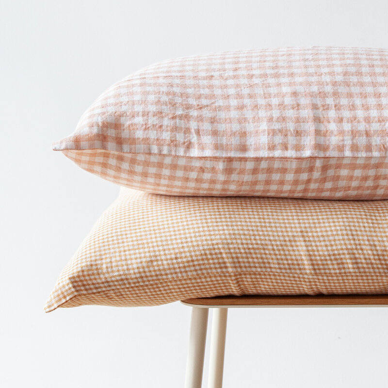 Linge Particulier Cushion Cover Linen Pink Checks 40x60