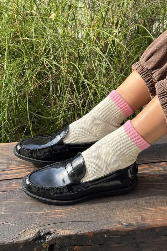 Le Bon Shoppe Girlfriend Socks Color Block Grey Pink