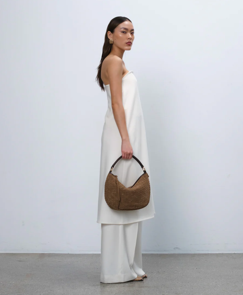 Adax Shoulder Bag Rozzano Marlin Braided Latte