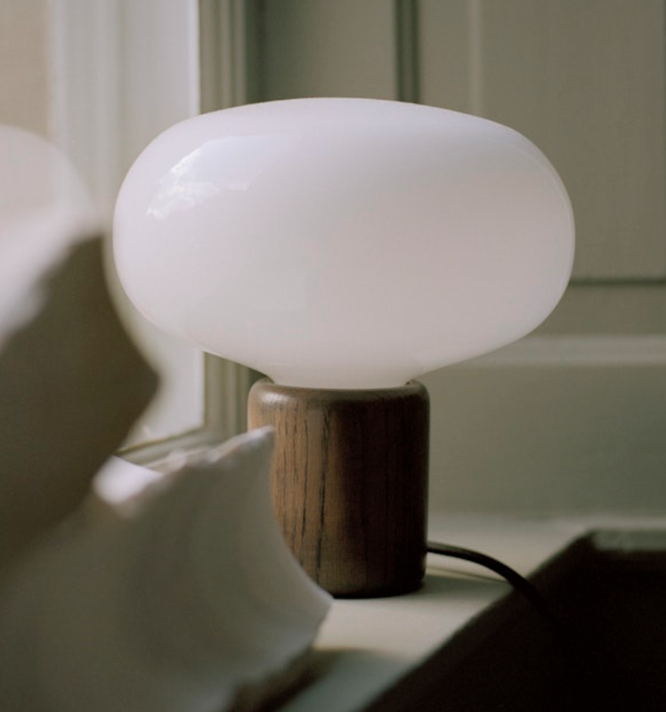 Globen Lighting Table Lamp Karl Johan Smoked Oak w. White Opal Glass