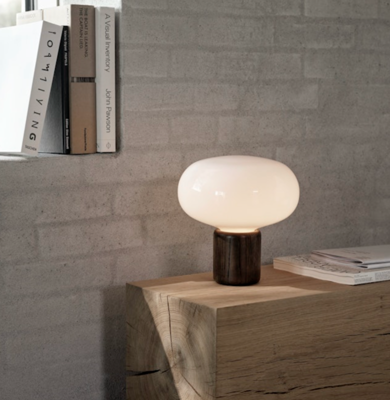 Globen Lighting Table Lamp Karl Johan Smoked Oak w. White Opal Glass