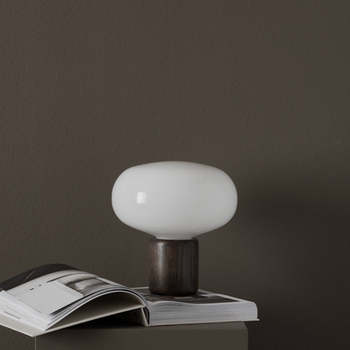 Globen Lighting Table Lamp Karl Johan Smoked Oak w. White Opal Glass