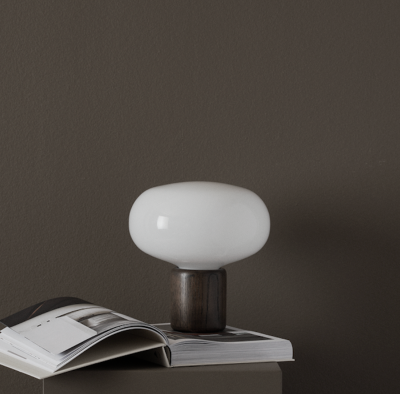 Globen Lighting Table Lamp Karl Johan Smoked Oak w. White Opal Glass