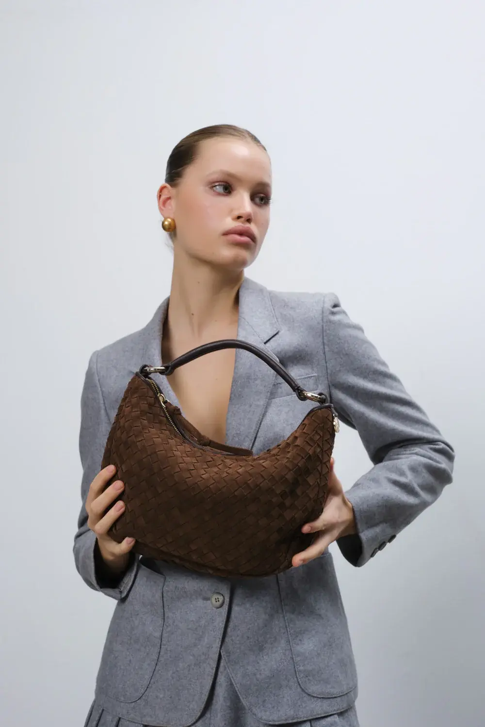 Adax Shoulder Bag Rozzano Marlin Braided Chocolate
