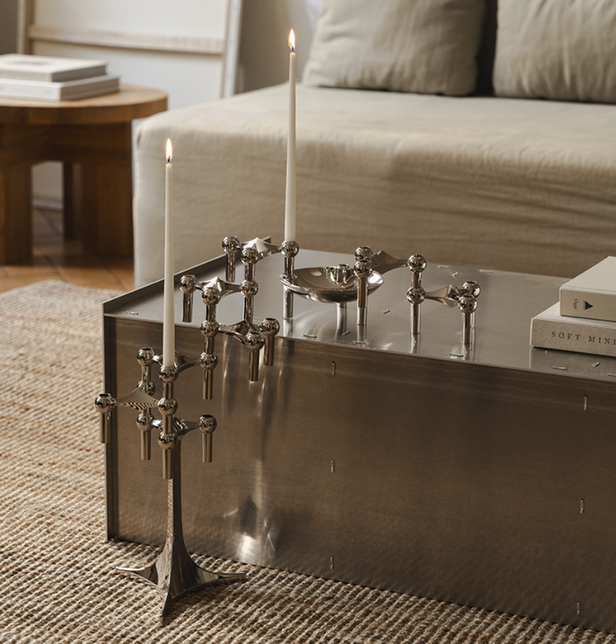 Stoff Nagel Chrome Nagel Candle Holder