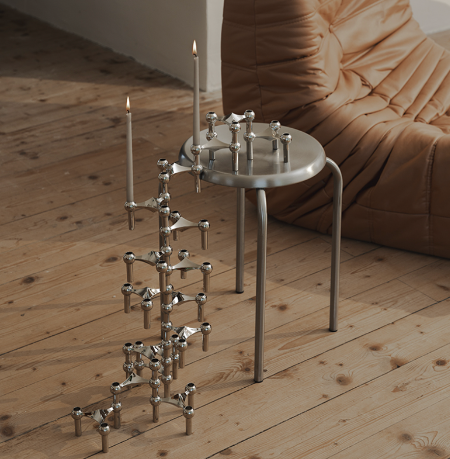 Stoff Nagel Chrome Nagel Candle Holder