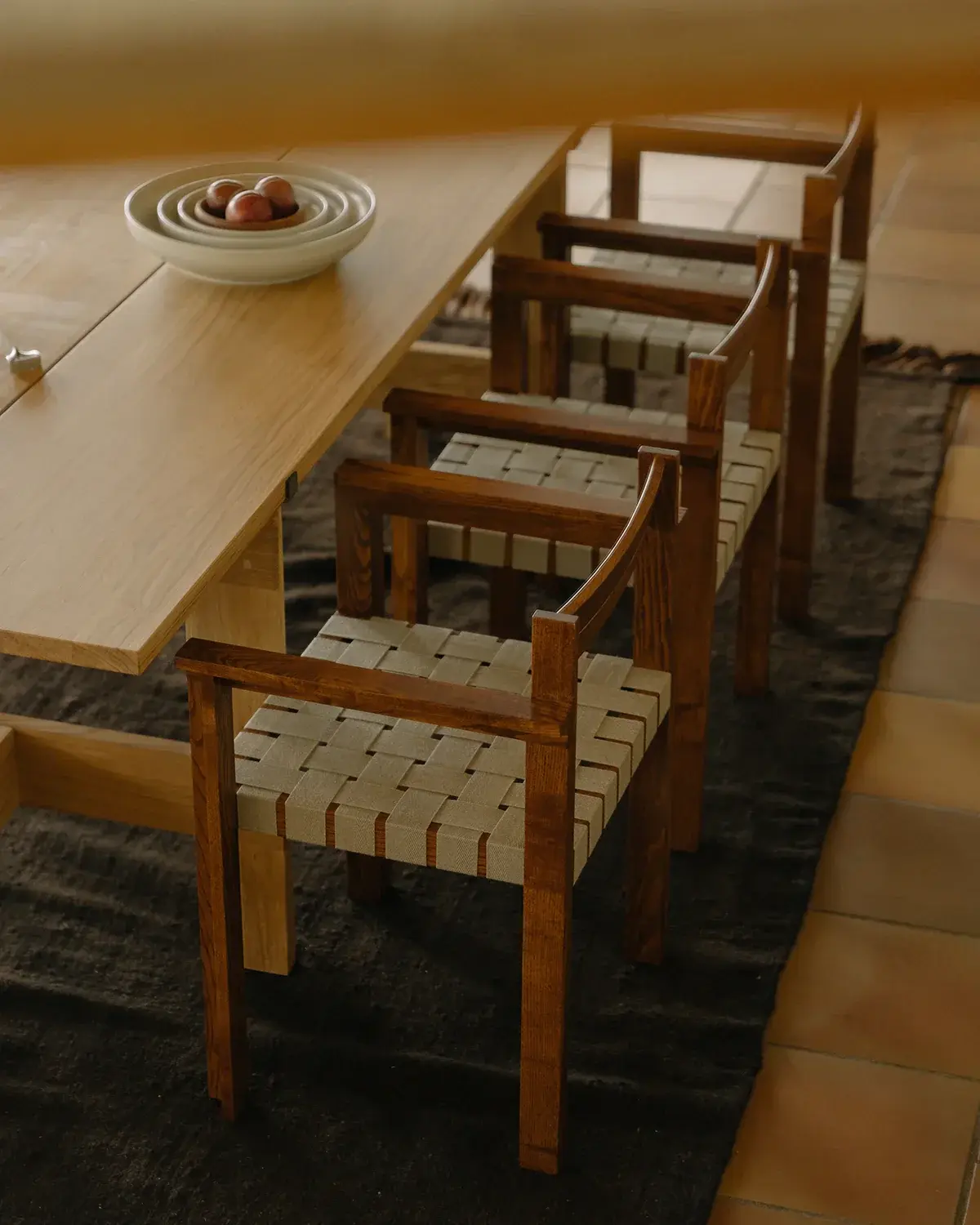 Frama Symmetry Armrest Chair Honey Ash Wood / Oat Fabric