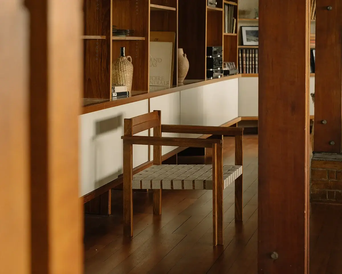 Frama Symmetry Easy Chair Honey Ash Wood Oat Fabric