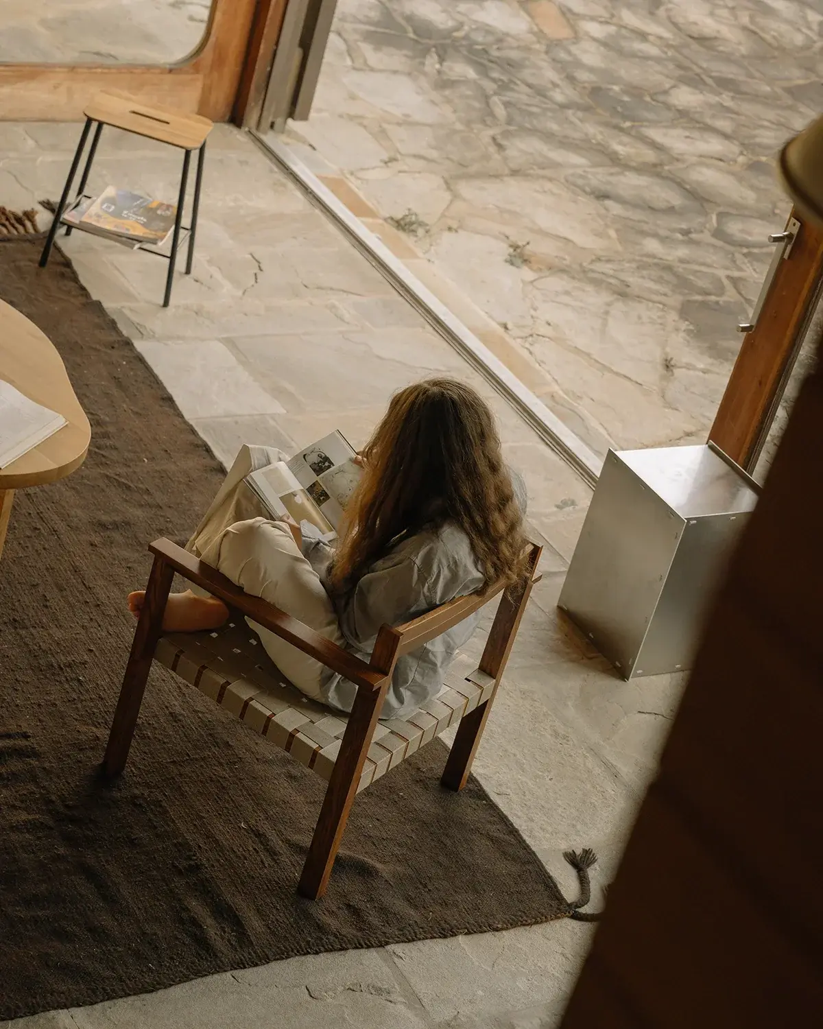 Frama Symmetry Easy Chair Honey Ash Wood Oat Fabric