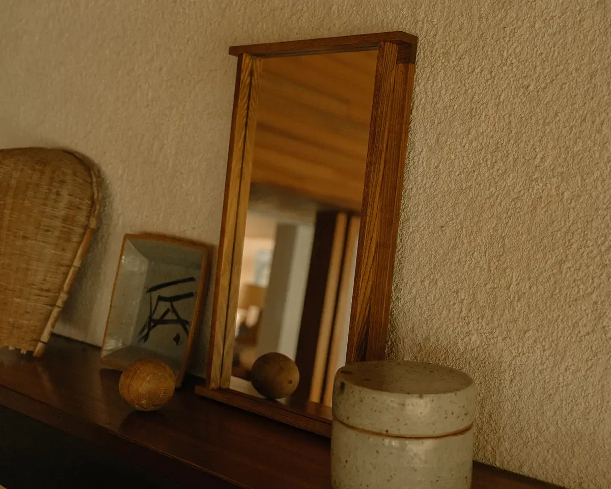 Frama Symmetry Mirror Honey Ash Wood Small