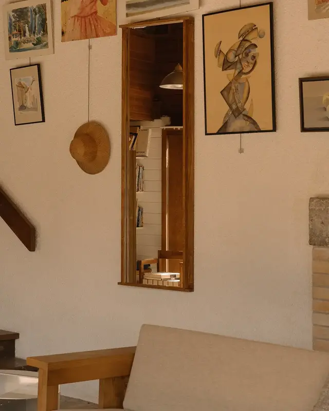 Frama Symmetry Mirror Honey Ash Wood Large