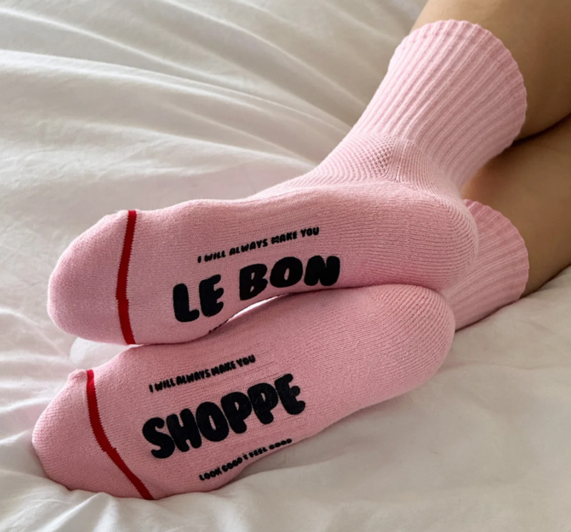 Le Bon Shoppe Hugger Socks Pink/Black