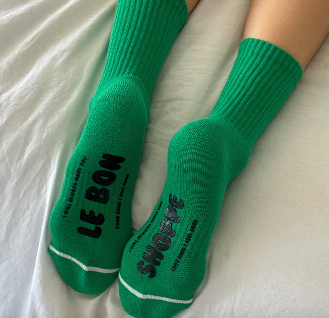 Le Bon Shoppe Hugger Socks Kelly/Black