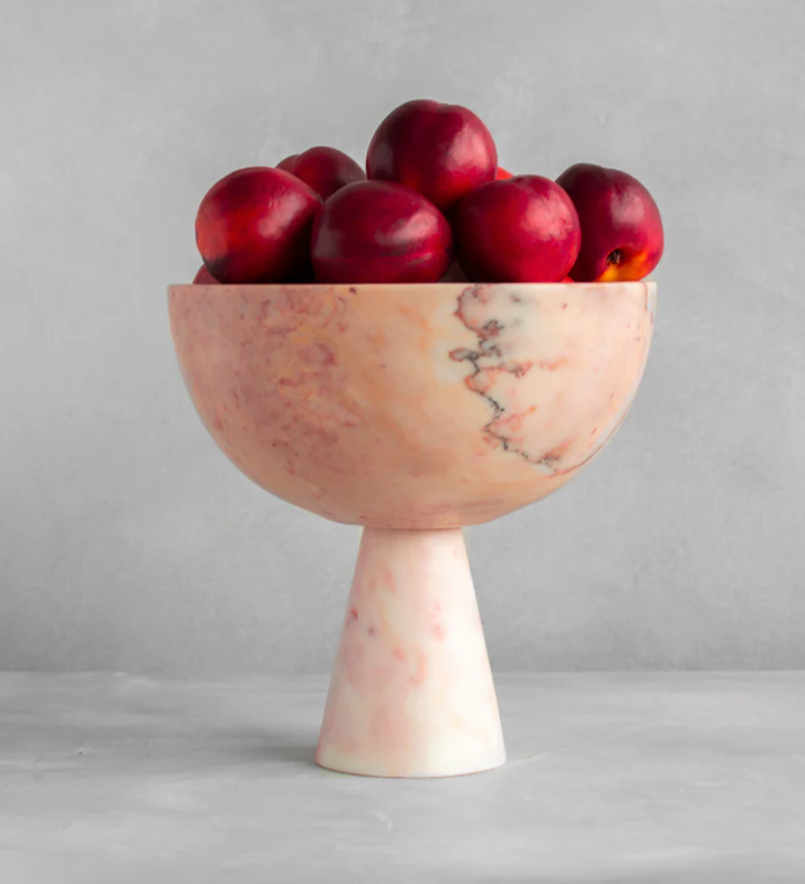 Kiwano Bowl Pink Marble Pedestal XL