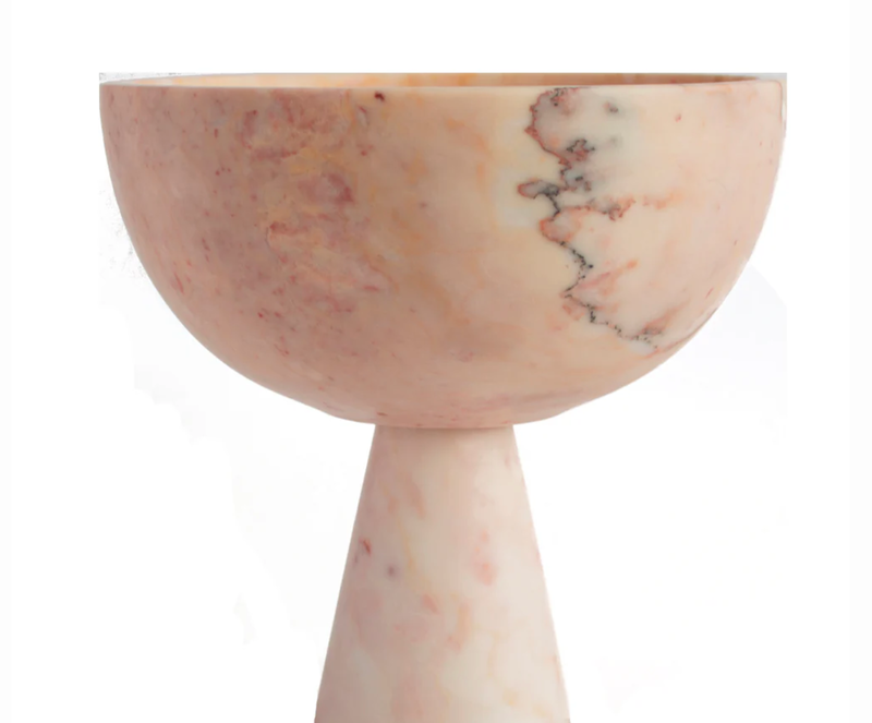 Kiwano Bowl Pink Marble Pedestal XL