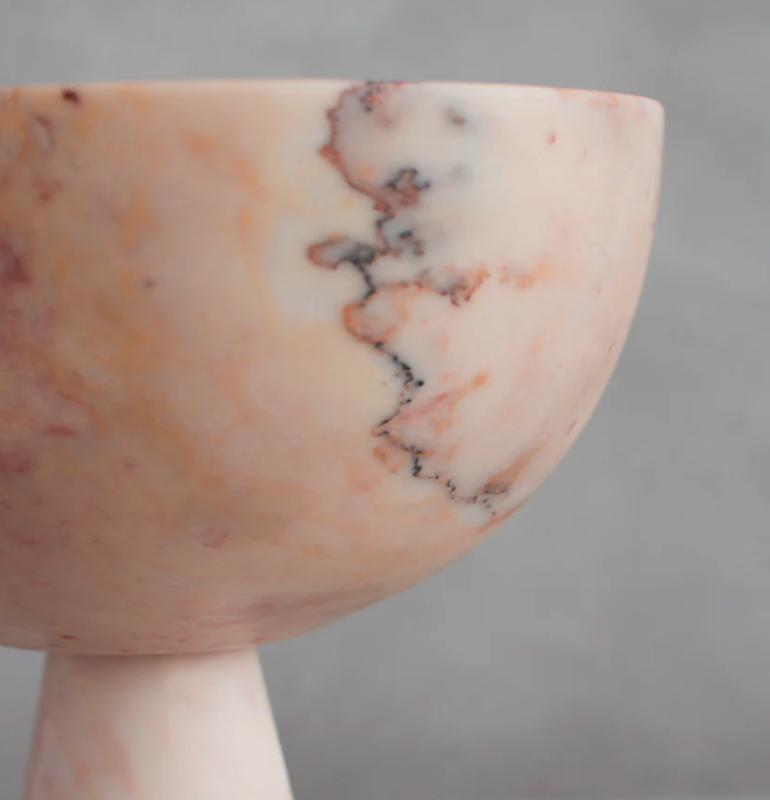 Kiwano Bowl Pink Marble Pedestal XL