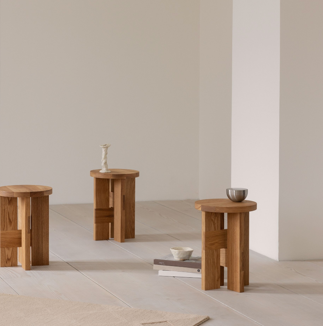 Thorup Mio Stool and Side Table I Oiled Solid Oak