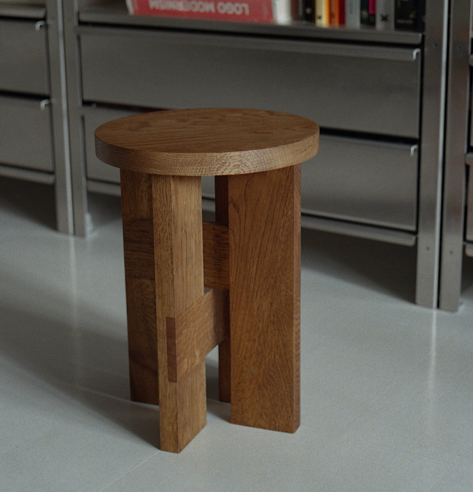 Thorup Mio Stool and Side Table I Dark Stained Solid Oak