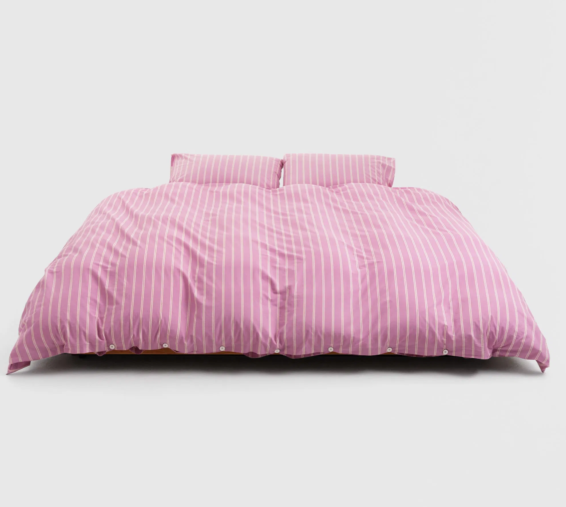 Tekla Percale Duvet Cover Mallow Pink Stripes 240x220