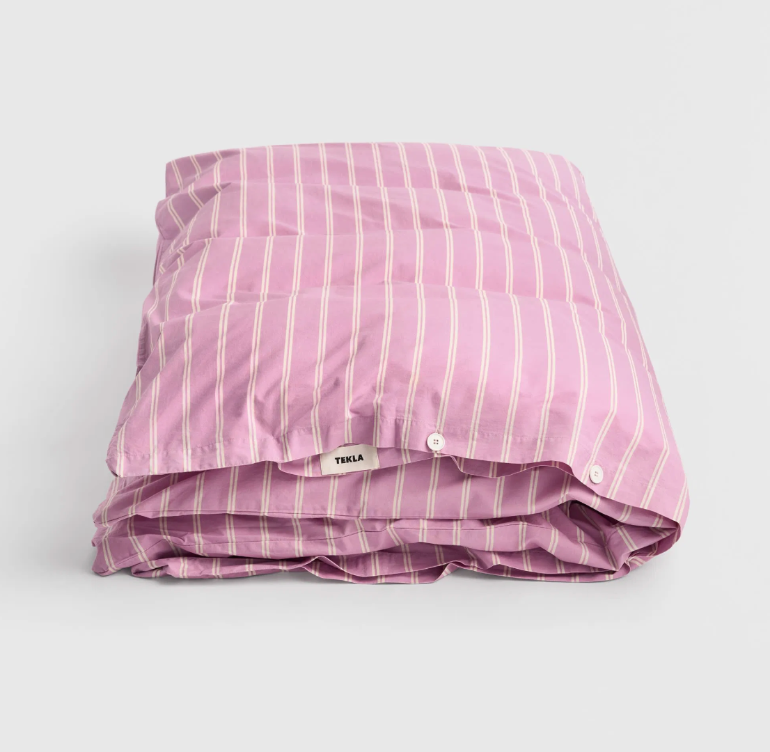 Tekla Percale Duvet Cover Mallow Pink Stripes 240x220