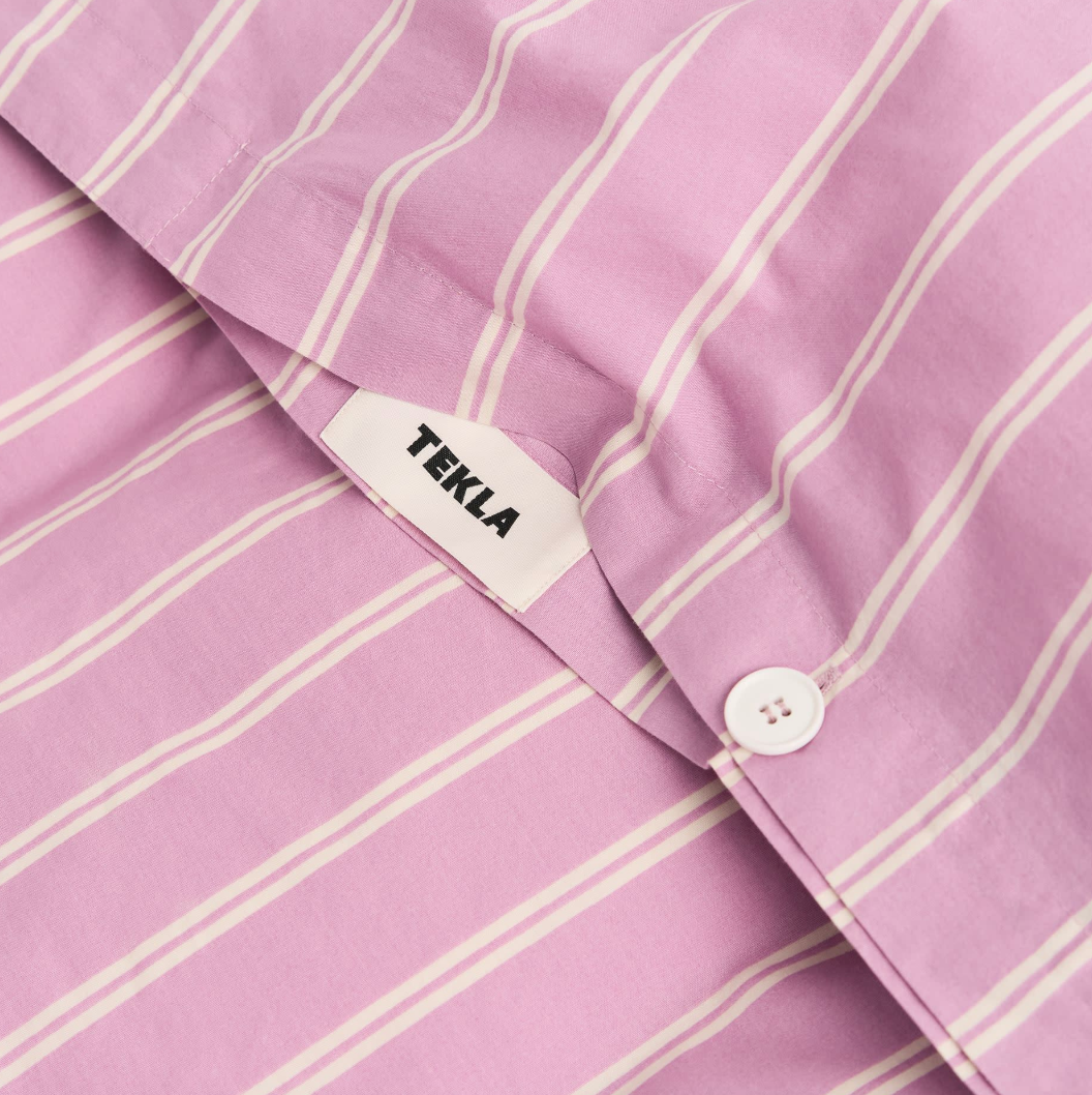 Tekla Percale Duvet Cover Mallow Pink Stripes 240x220