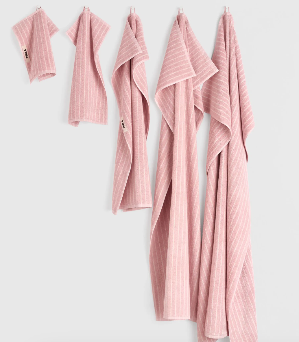 Tekla Terry Towel Shaded Pink Stripes 30x30