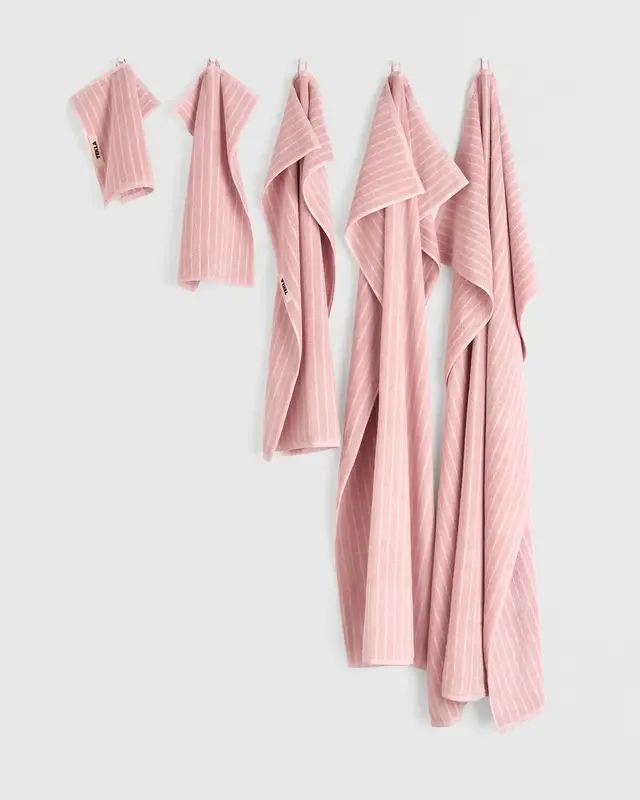 Tekla Terry Towel Shaded Pink Stripes 70x140