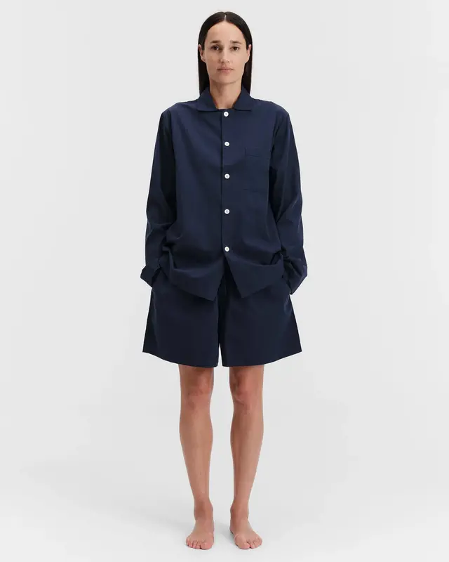 Tekla Poplin Pyjamas Shorts True Navy