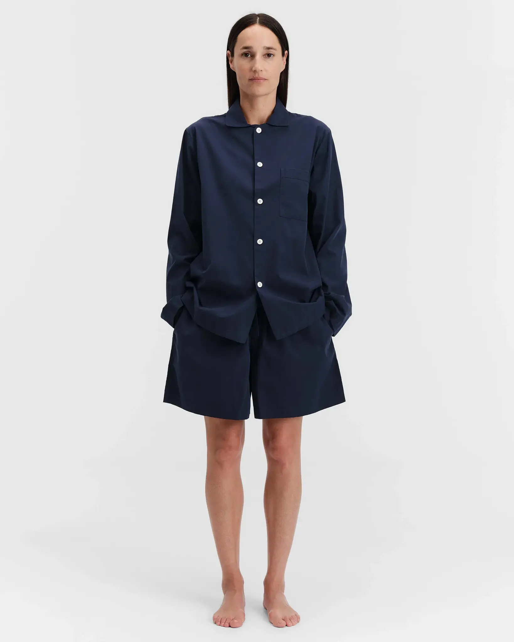 Tekla Poplin Pyjamas Shorts True Navy