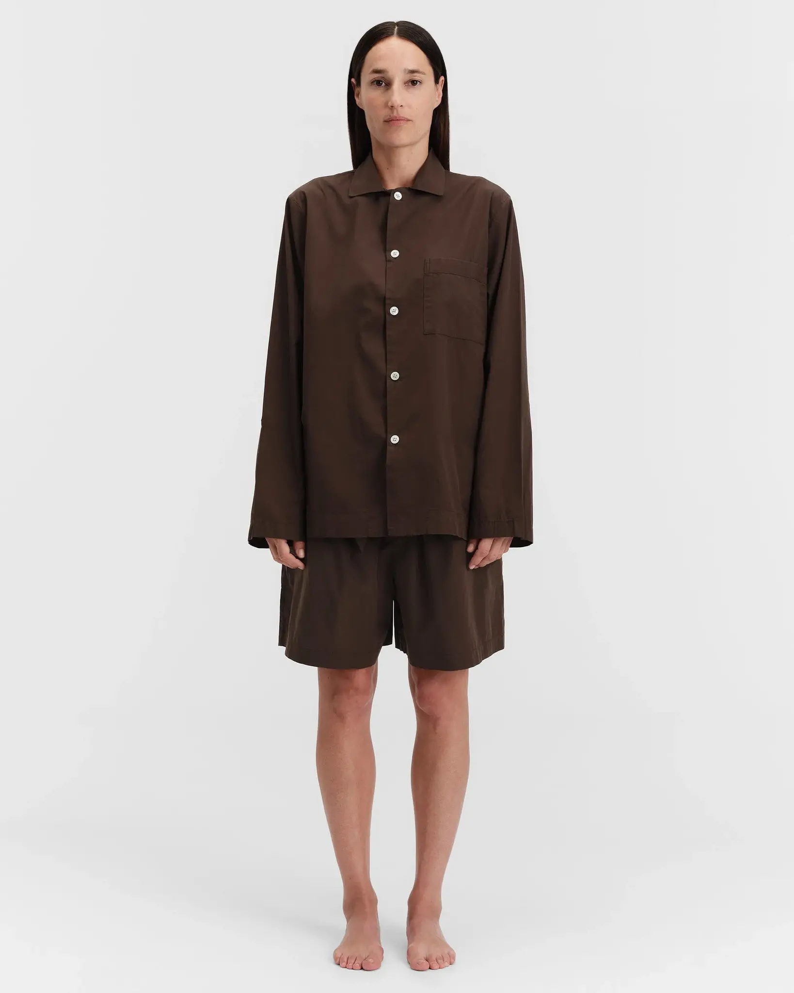 Tekla Poplin Pyjamas Shorts Coffee