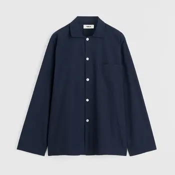 Tekla Poplin Pyjama Shirt True Navy
