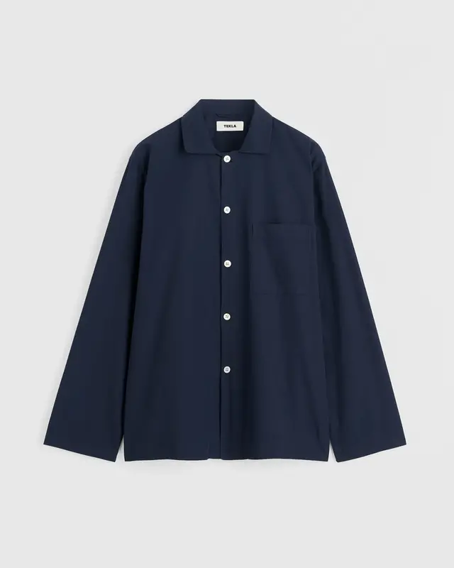 Tekla Poplin Pyjamas Shirt True Navy