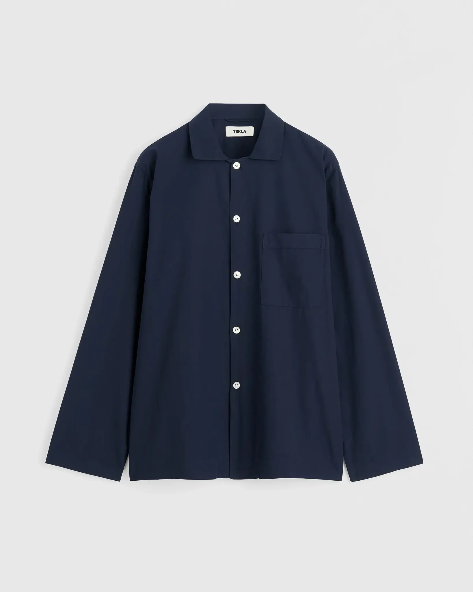 Tekla Poplin Pyjamas Shirt True Navy