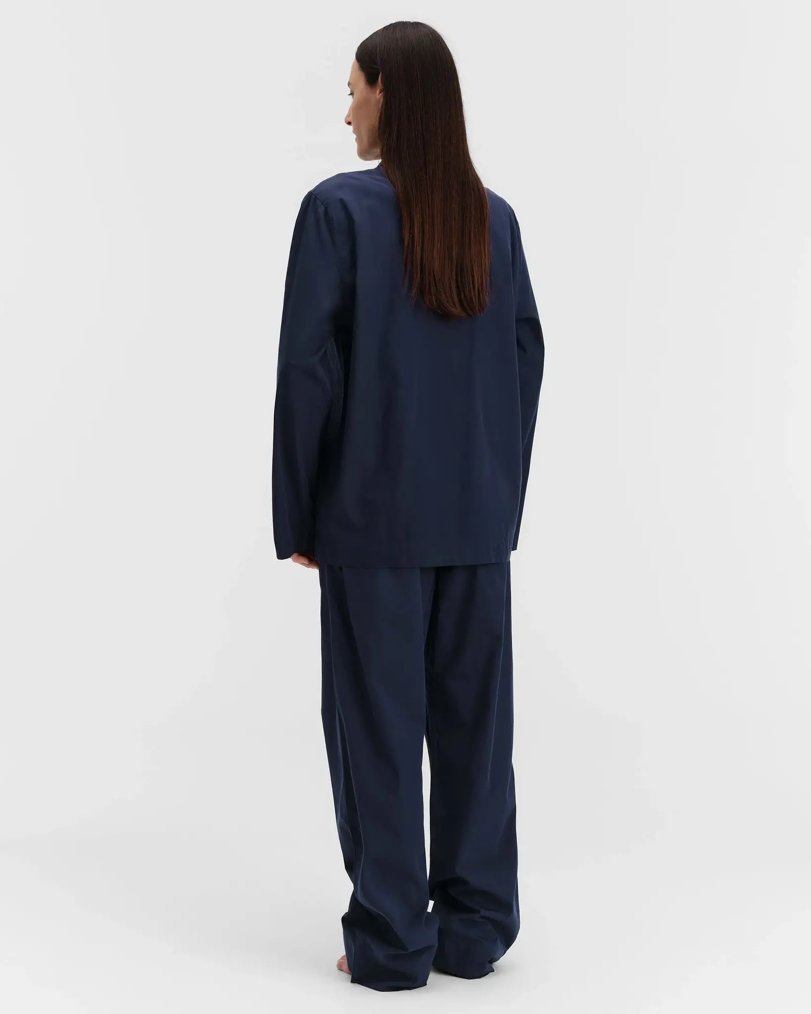 Tekla Poplin Pyjamas Shirt True Navy