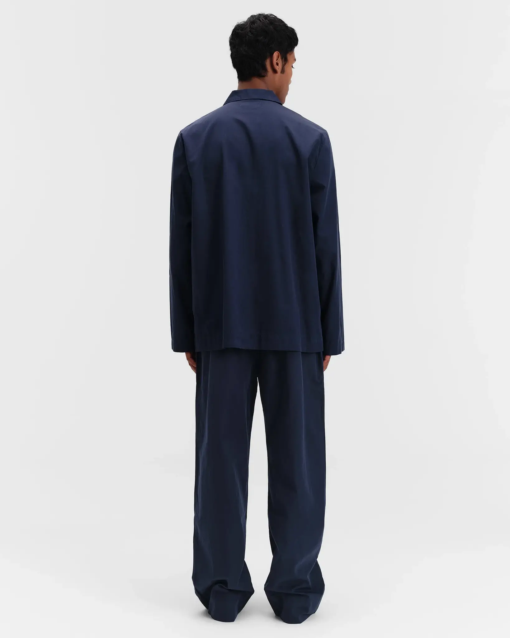 Tekla Poplin Pyjamas Shirt True Navy