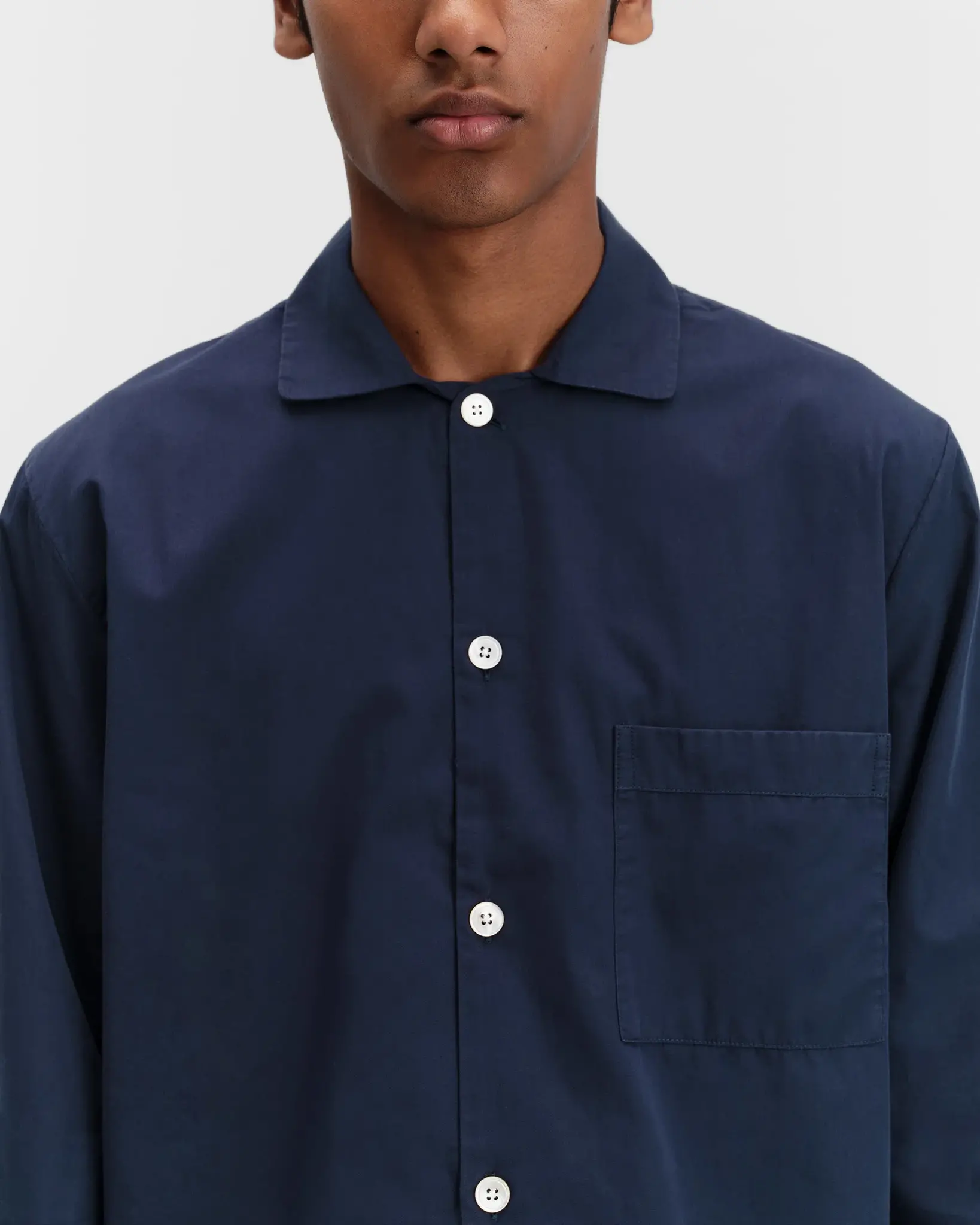 Tekla Poplin Pyjamas Shirt True Navy