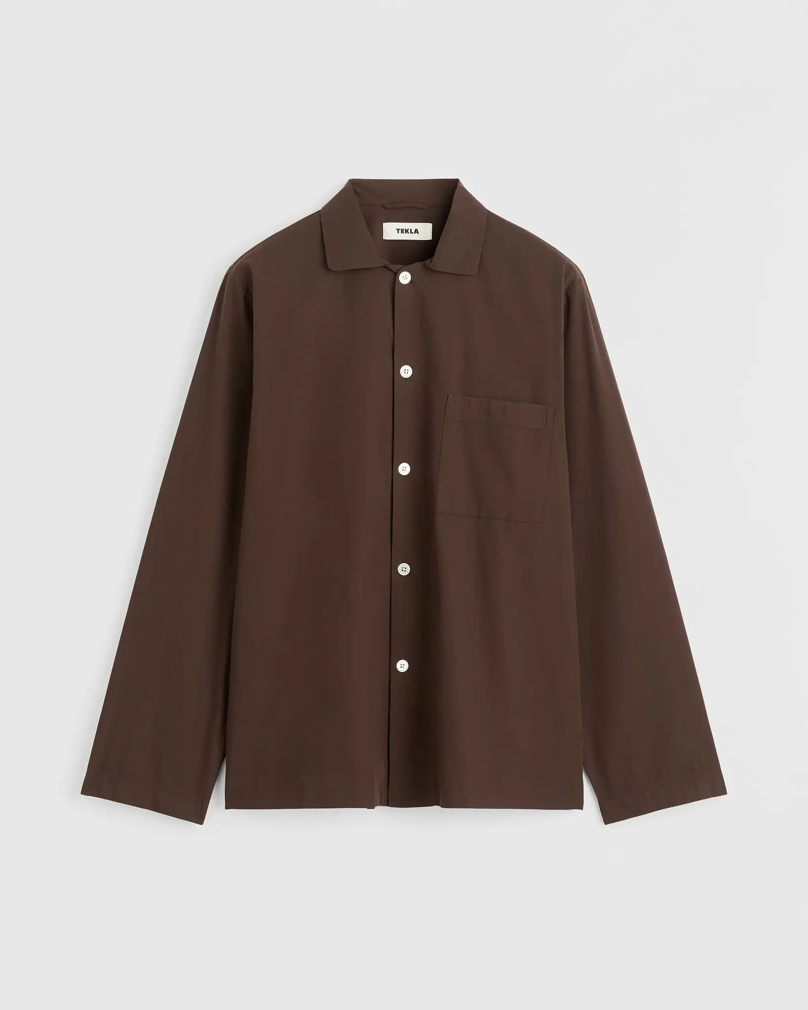 Tekla Poplin Pyjamas Shirt Coffee