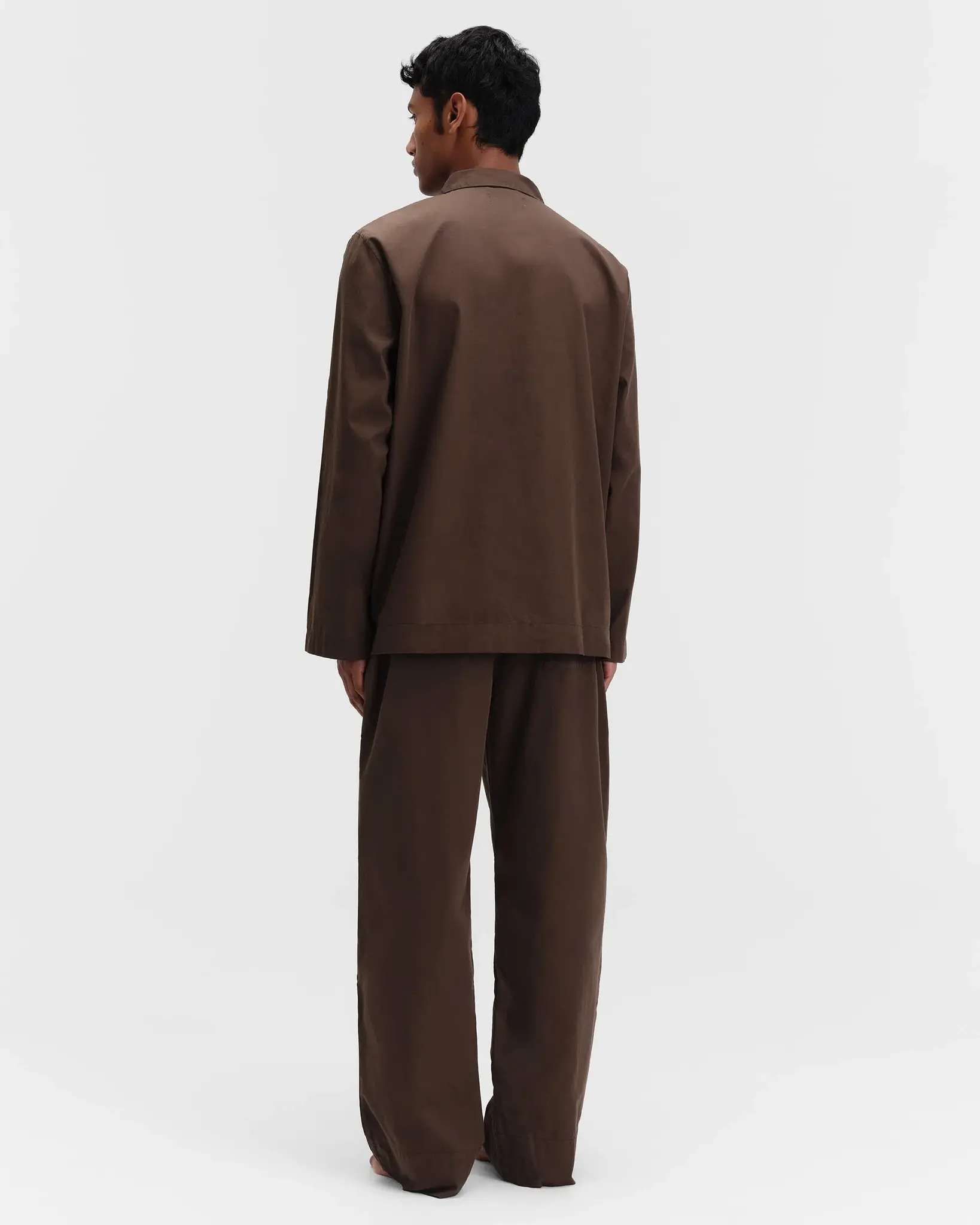 Tekla Poplin Pyjamas Shirt Coffee