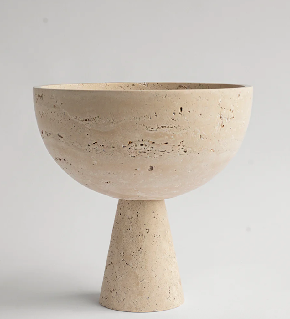Kiwano Pedestal Bowl XL Travertine