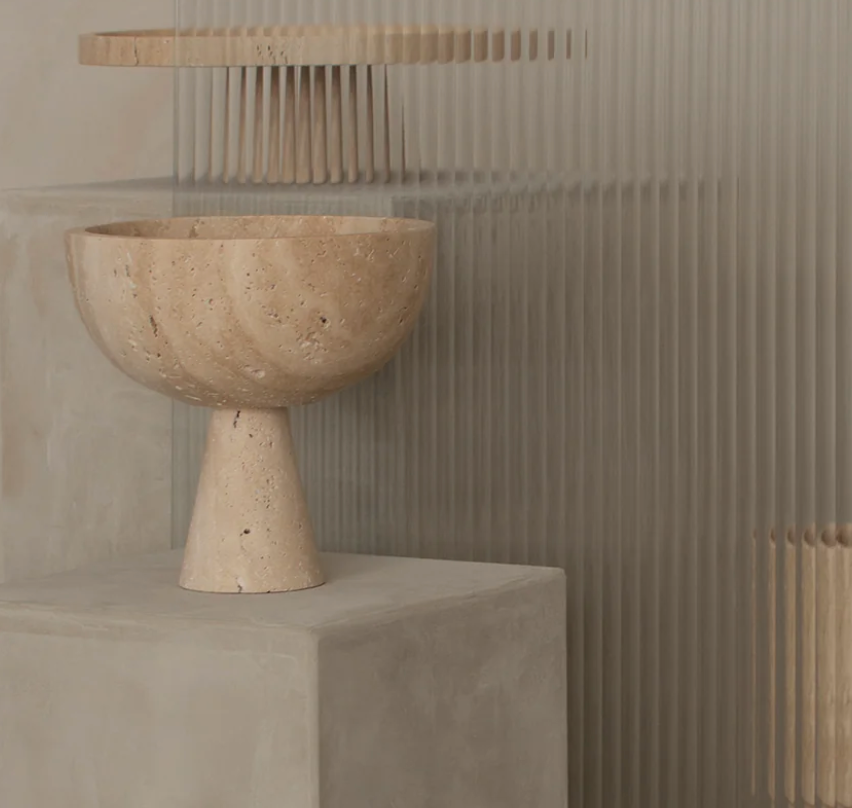 Kiwano Pedestal Bowl XL Travertine