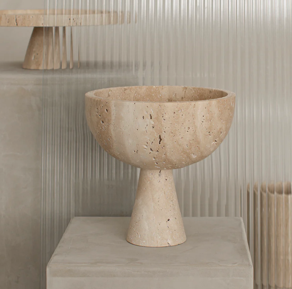 Kiwano Pedestal Bowl XL Travertine