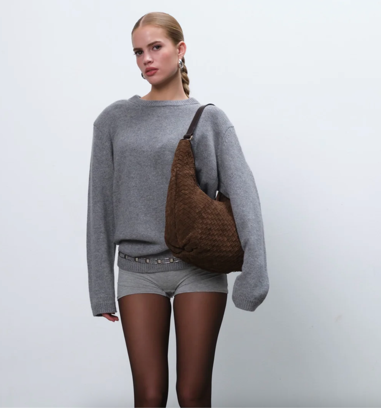 Adax Rozzano Shoulder Bag Mindy Braided Chocolate