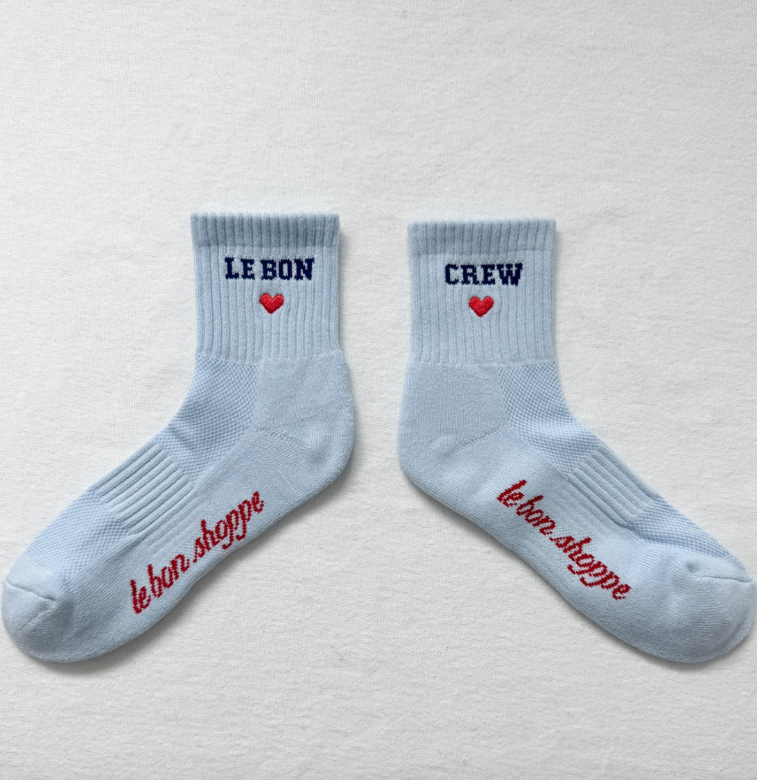 Le Bon Shoppe Embroidered Crew Socks Sky Blue