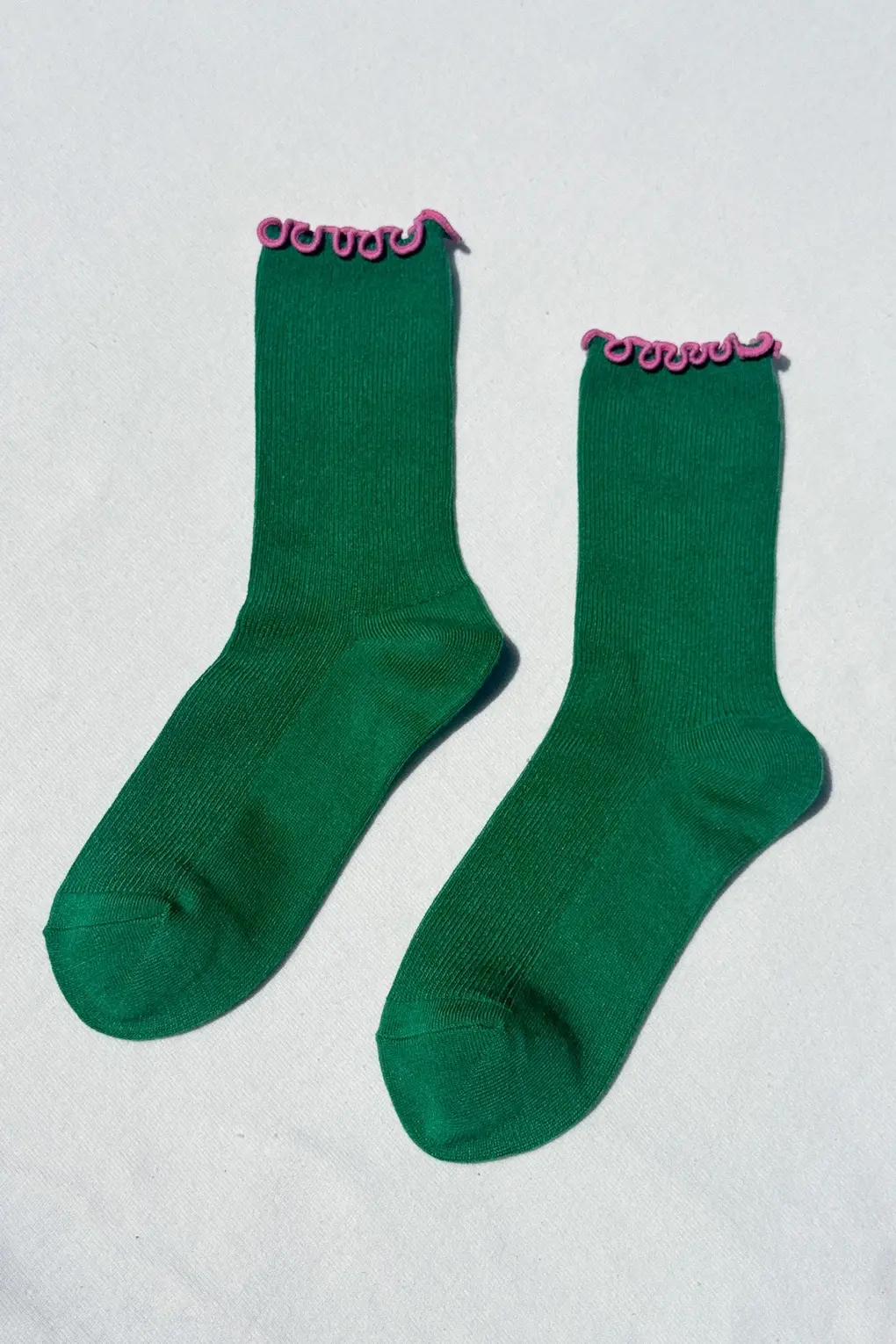 Le Bon Shoppe Ruffled Modal Socks Spinach Pink
