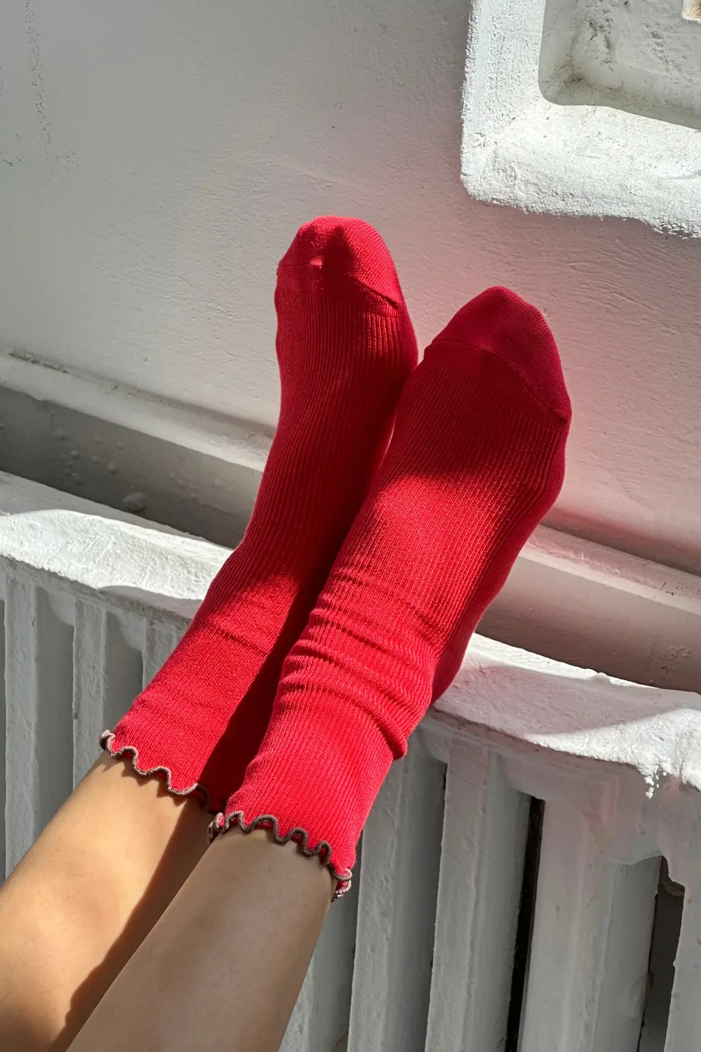 Le Bon Shoppe Ruffled Modal Socks Paprika Brown