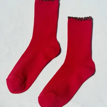 Le Bon Shoppe Ruffled Modal Socks Paprika Brown