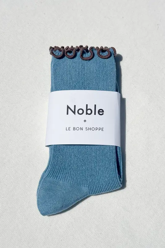 Le Bon Shoppe Ruffled Modal Socks Blue Brown