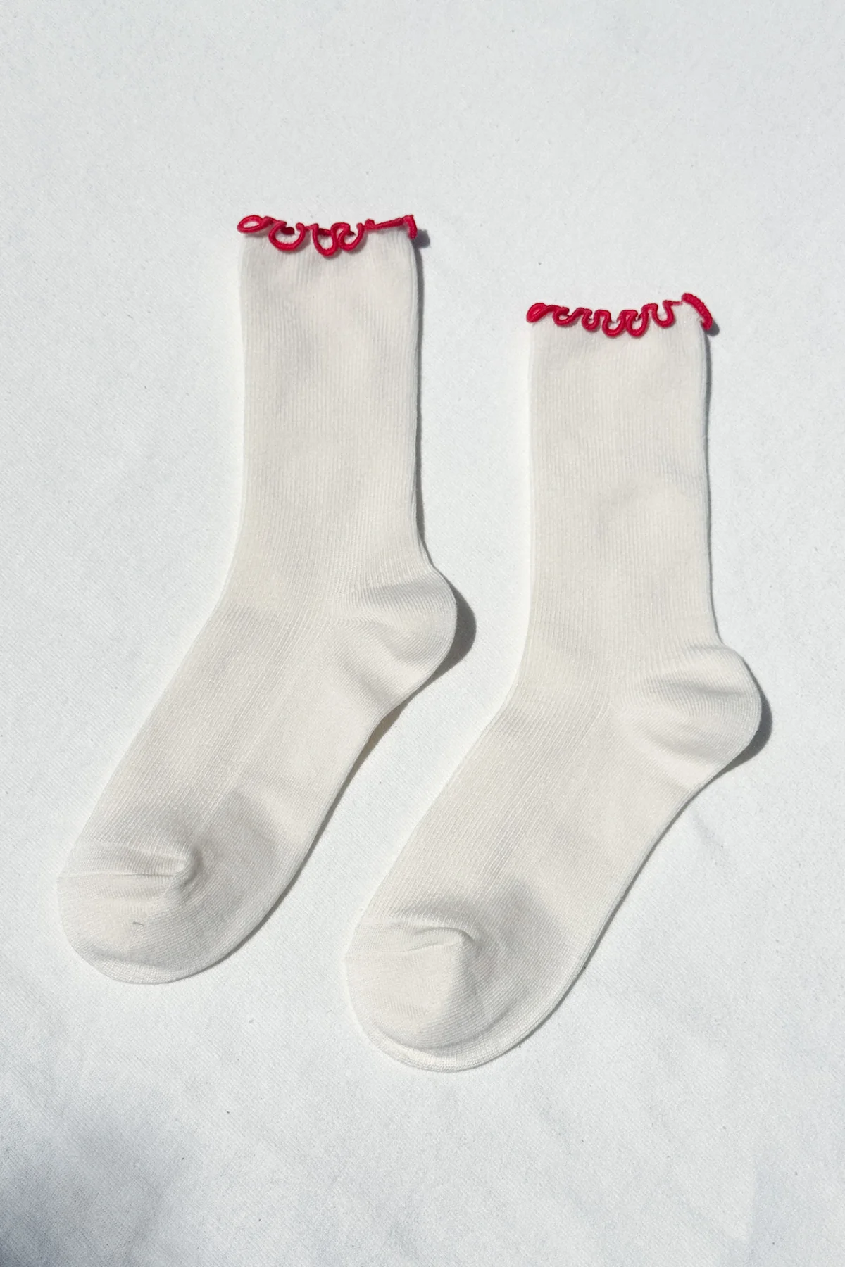 Le Bon Shoppe Ruffled Modal Socks Cream Red