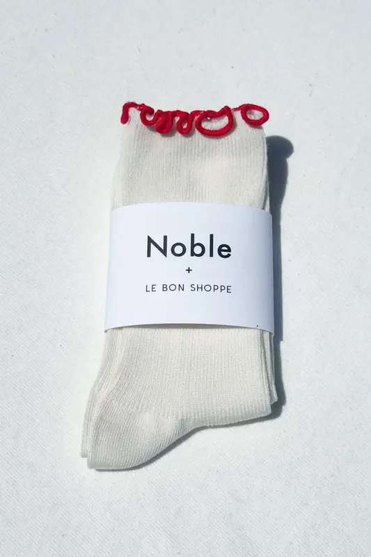 Le Bon Shoppe Ruffled Modal Socks Cream Red